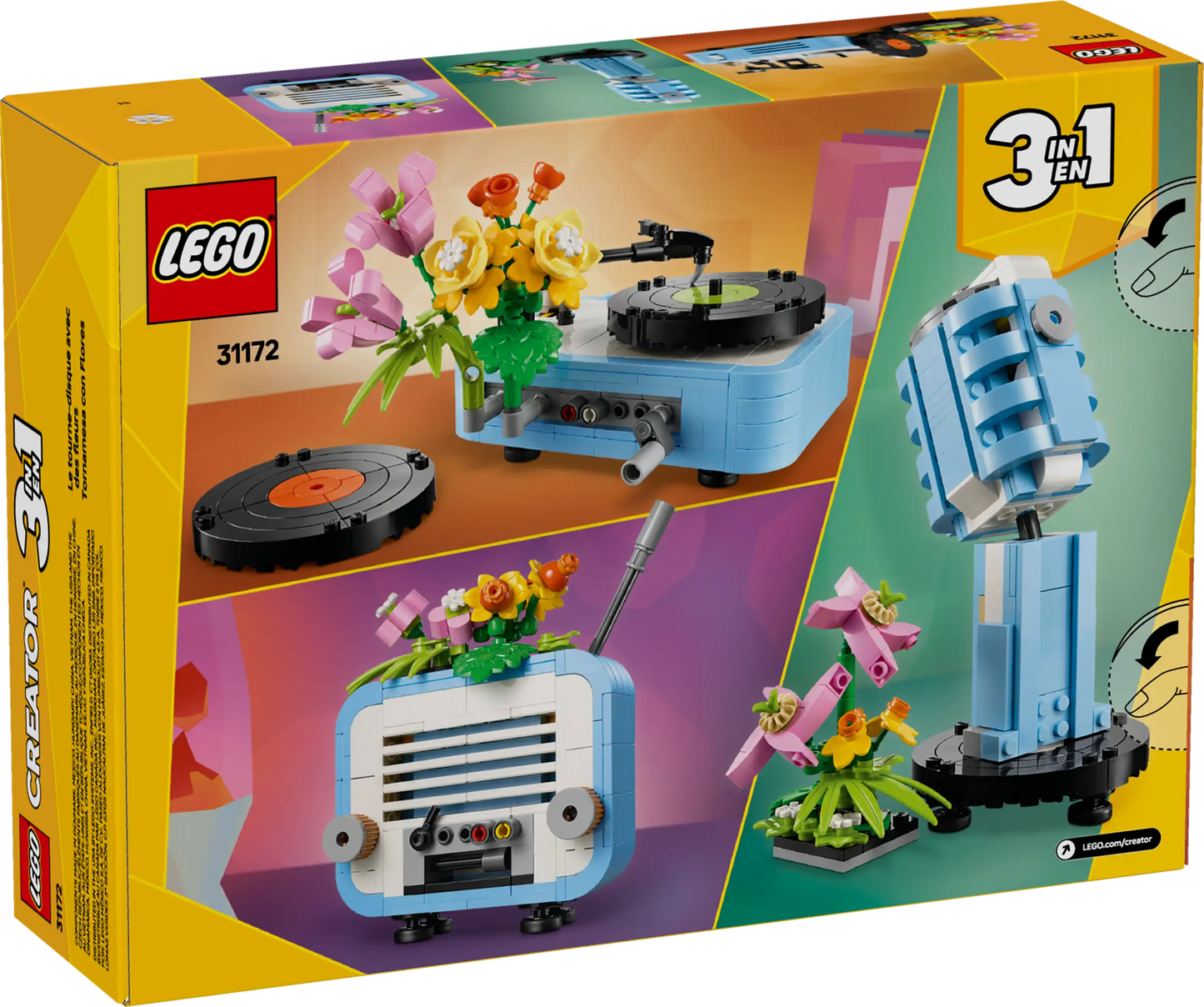 Creator: Record Player with Flowers Building Set