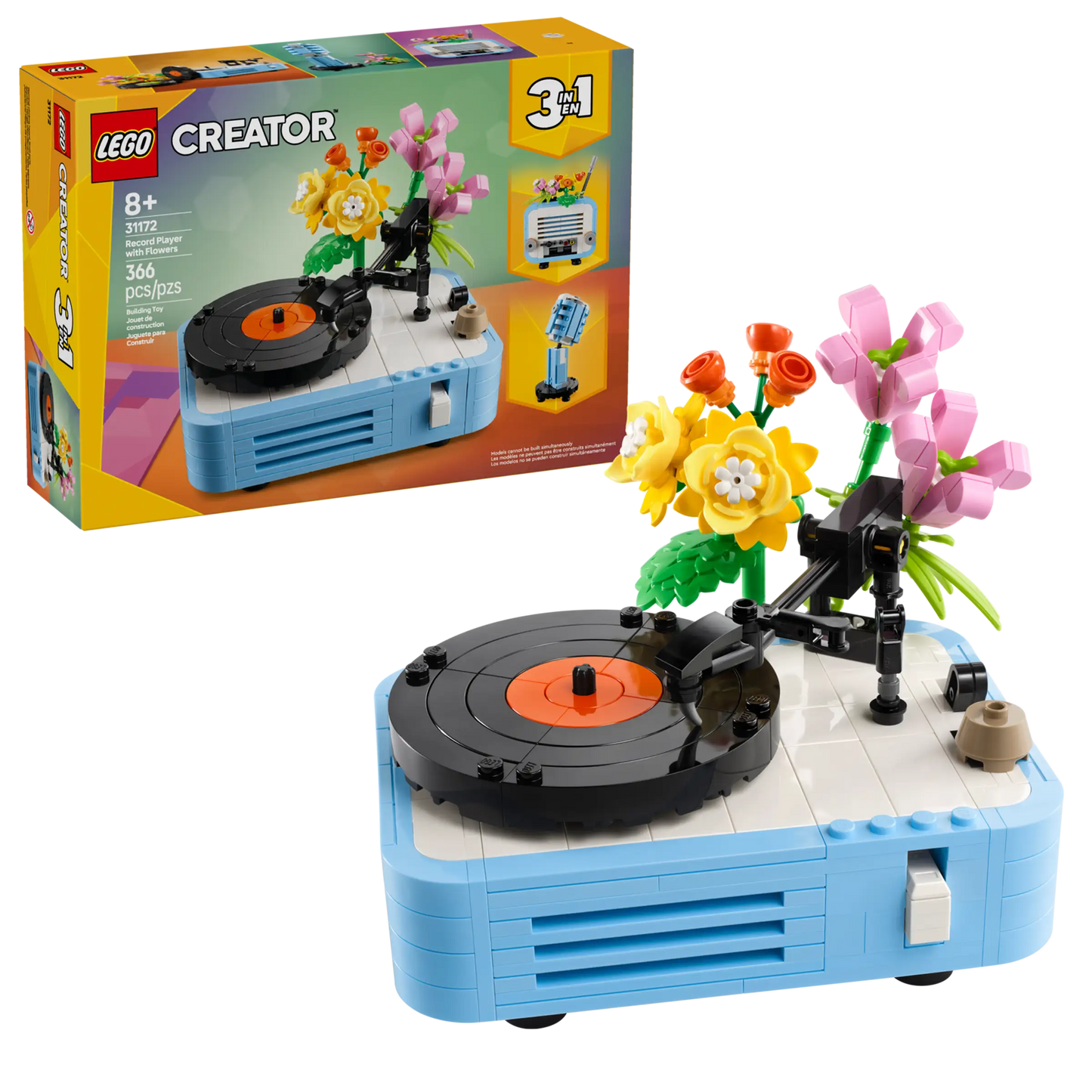 Creator: Record Player with Flowers Building Set