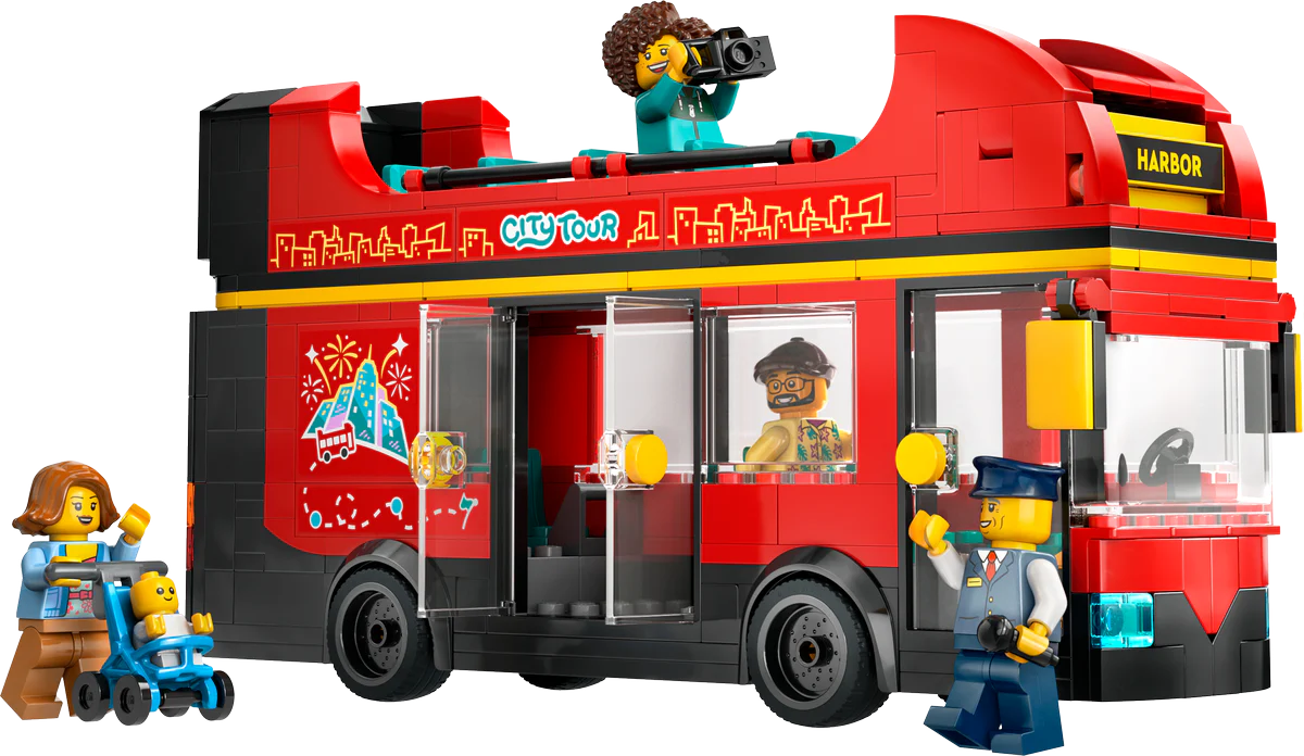 City: Red Double-Decker Sightseeing Bus Building Set