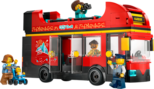 City: Red Double-Decker Sightseeing Bus Building Set