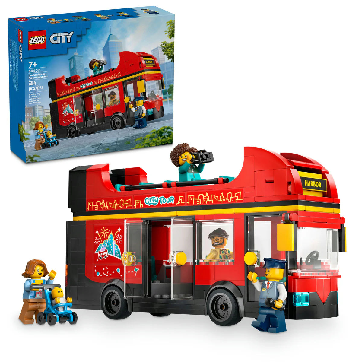 City: Red Double-Decker Sightseeing Bus Building Set