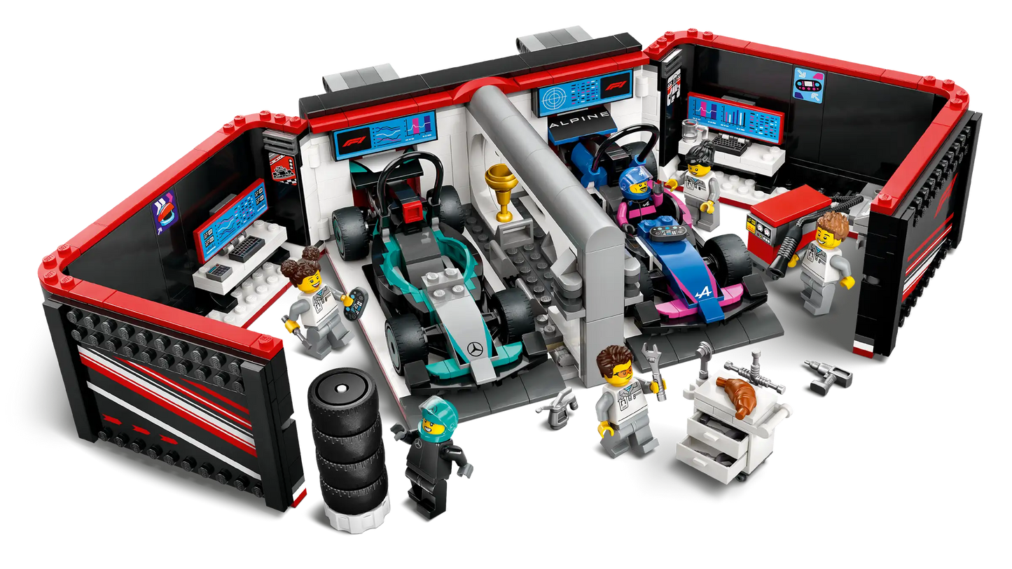 City: F1 Garage and Mercedes-AMG & Alpine Cars Building Set