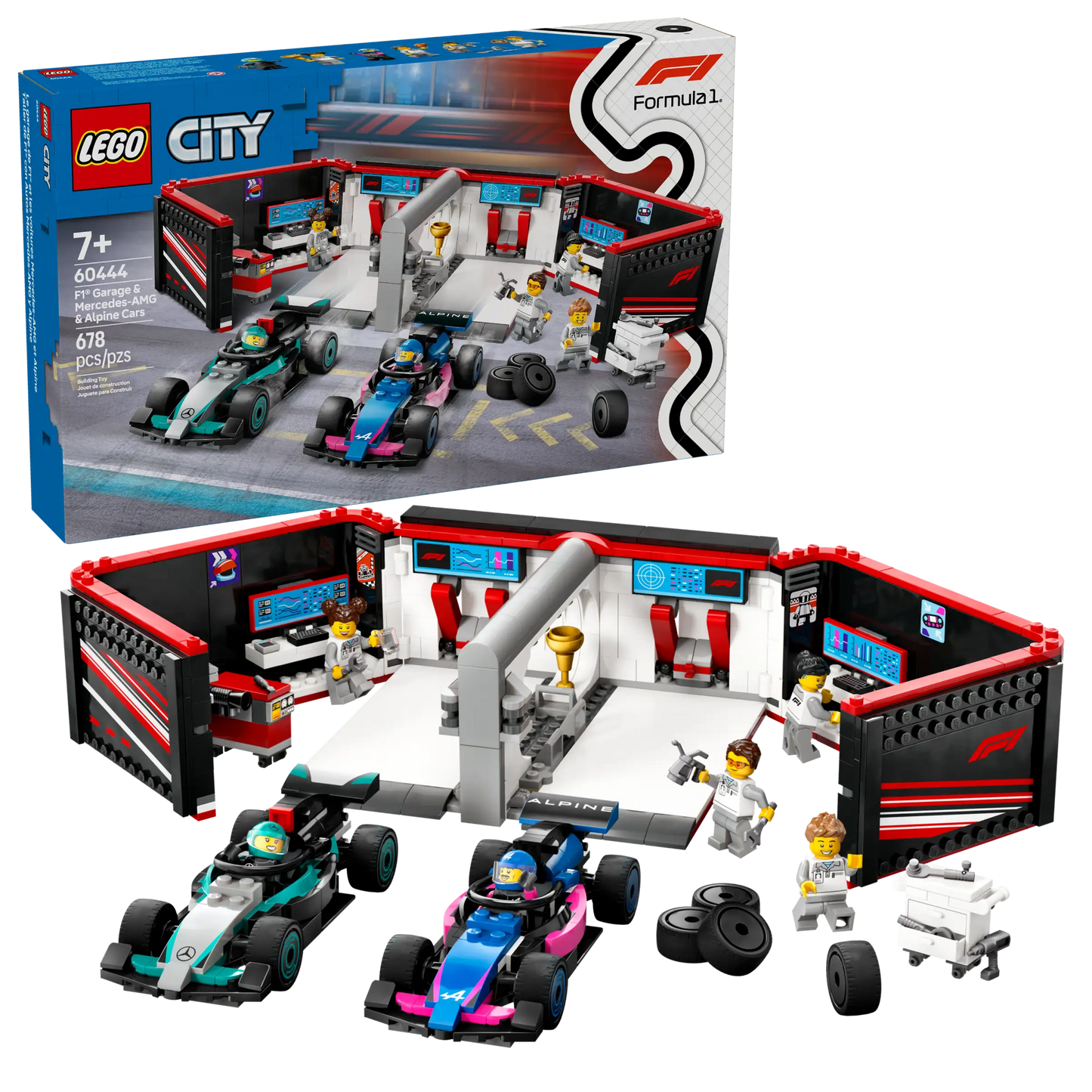 City: F1 Garage and Mercedes-AMG & Alpine Cars Building Set