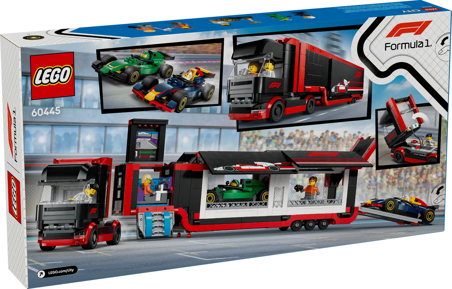 City: F1 Truck with RB20 & AMR24 F1 Cars Building Set