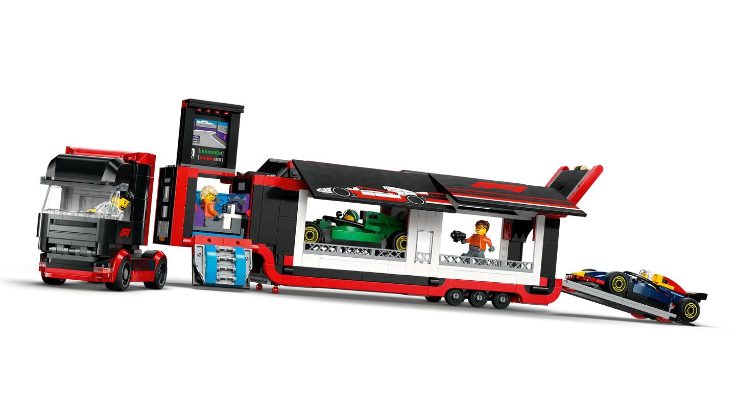 City: F1 Truck with RB20 & AMR24 F1 Cars Building Set