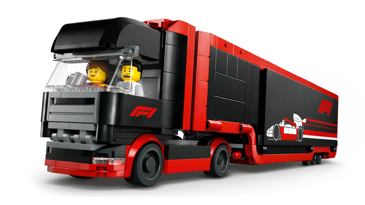 City: F1 Truck with RB20 & AMR24 F1 Cars Building Set