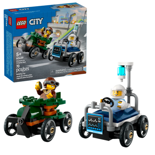 City: Airplane vs Hospital Bed Race Car Building Set