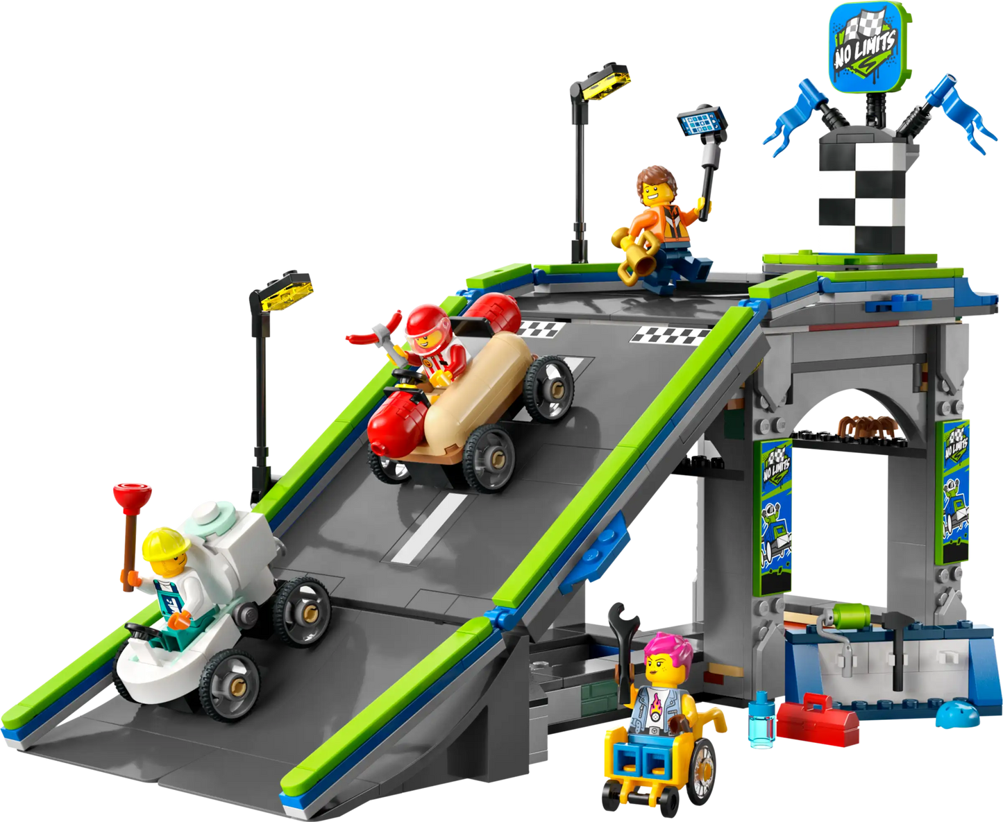 City: No Limits Race Car Ramp Track Building Set