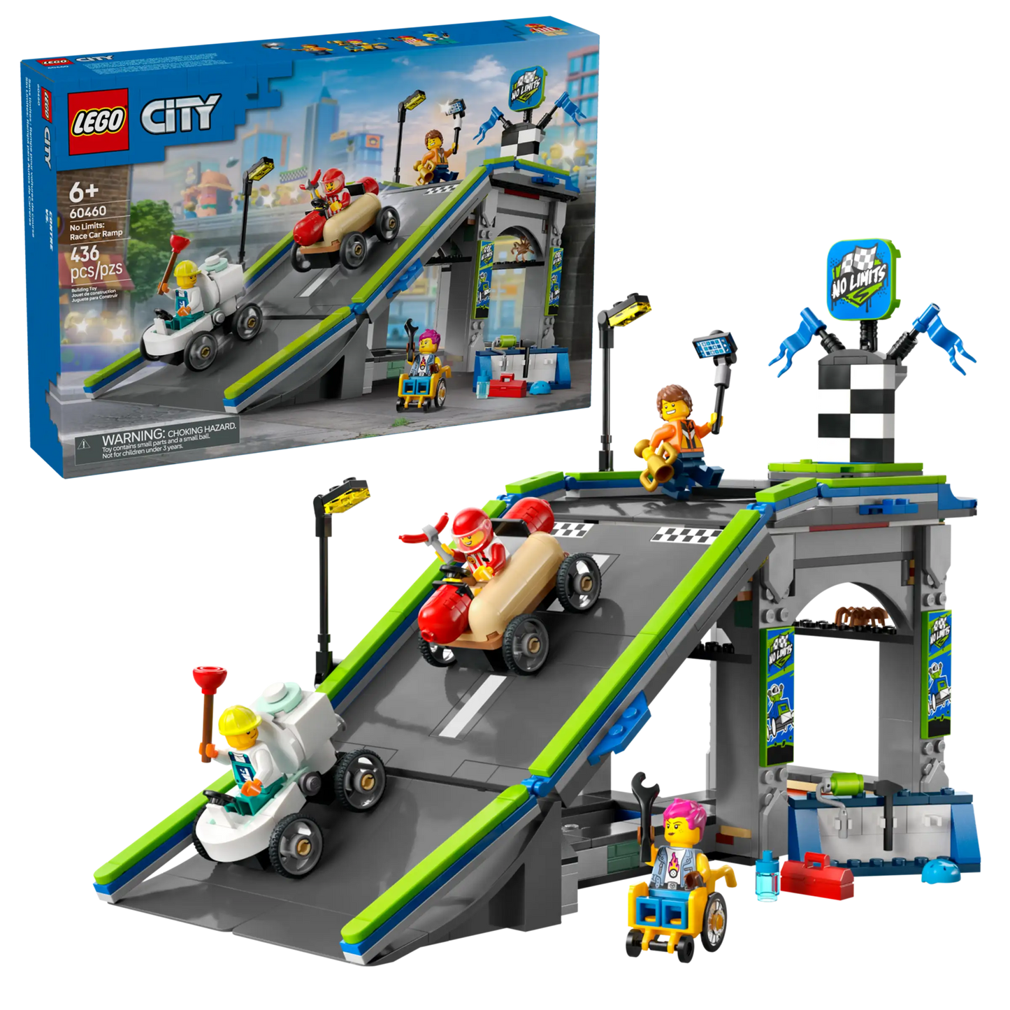 City: No Limits Race Car Ramp Track Building Set