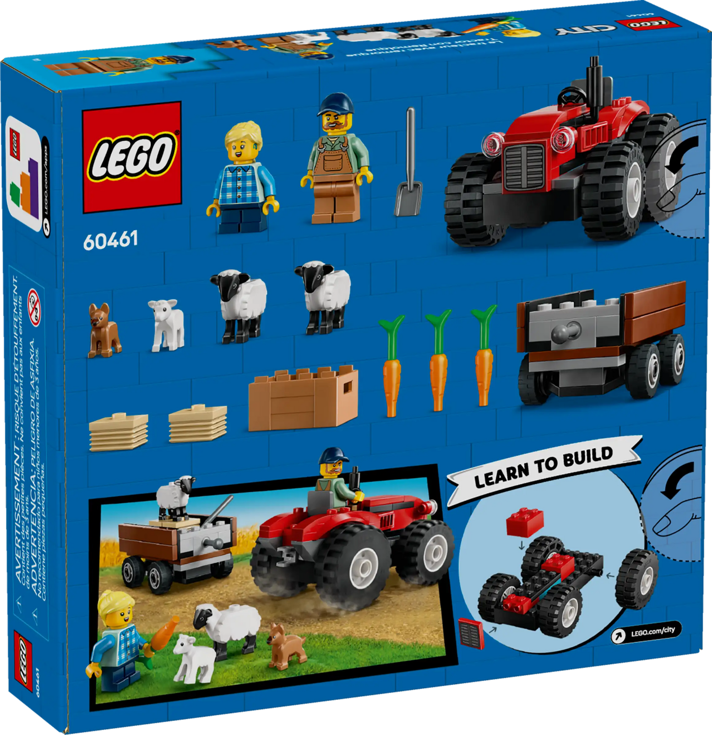 City: Red Farm Tractor with Trailer & Sheep Building Set