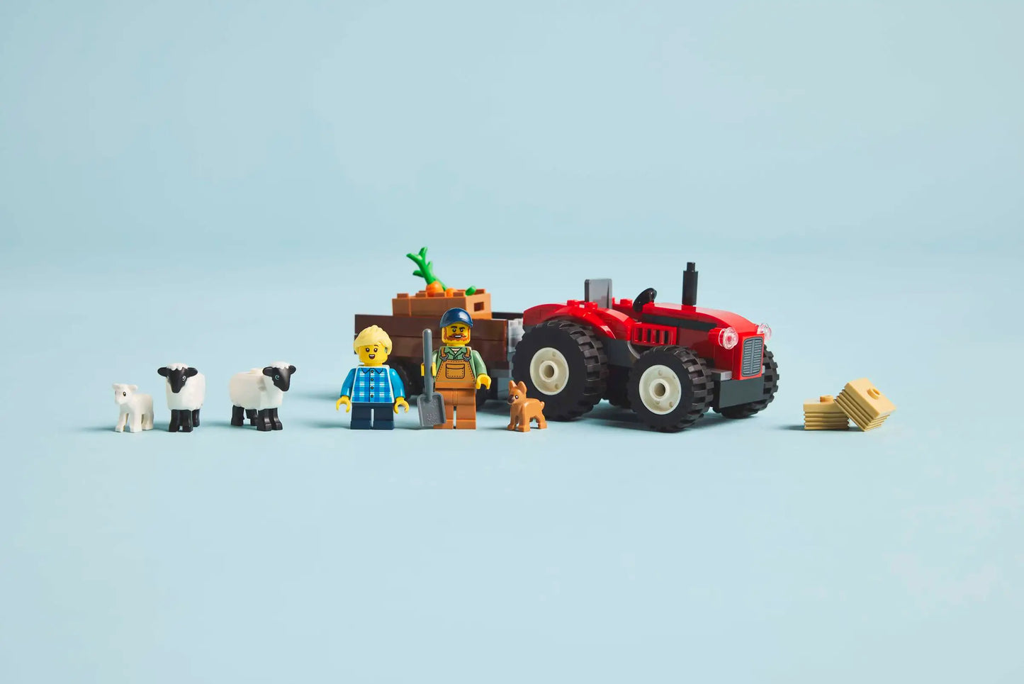 City: Red Farm Tractor with Trailer & Sheep Building Set