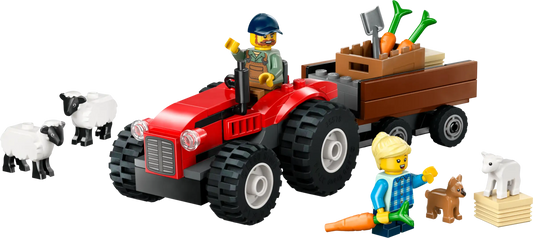 City: Red Farm Tractor with Trailer & Sheep Building Set