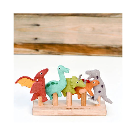 Felt Finger Puppets Set - Dinosaurs