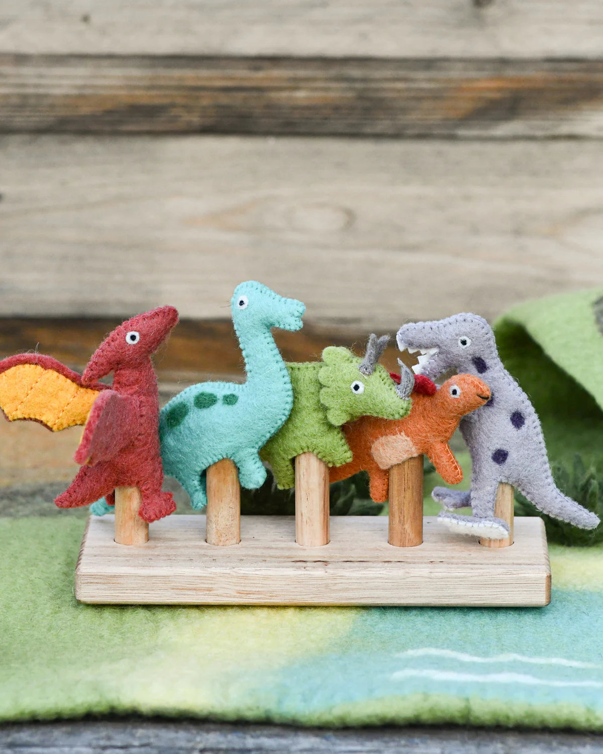 Felt Finger Puppets Set - Dinosaurs