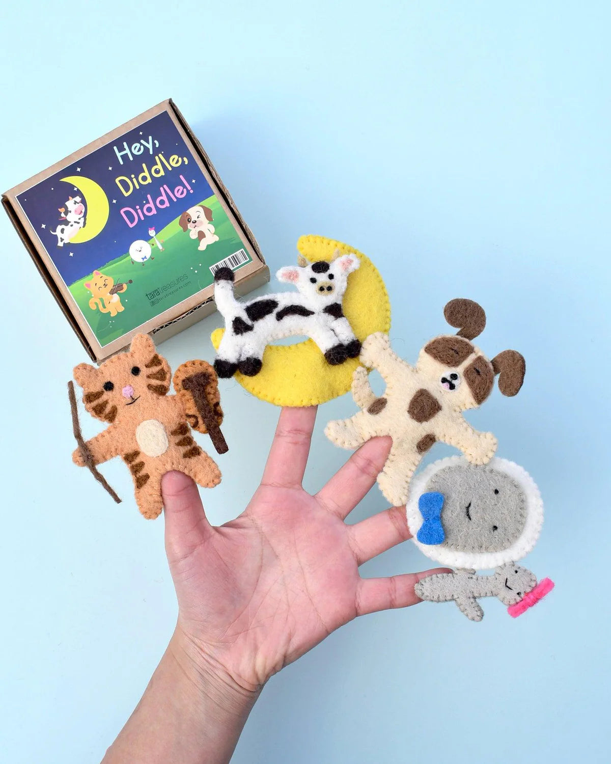 Felt Finger Puppets Set - Hey Diddle Diddle