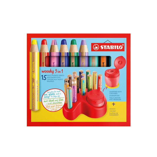 Stabilo Woody 3-in-1 Colour Pencils All-in-One Desk Set