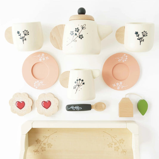 Wooden Tea Set & Tray