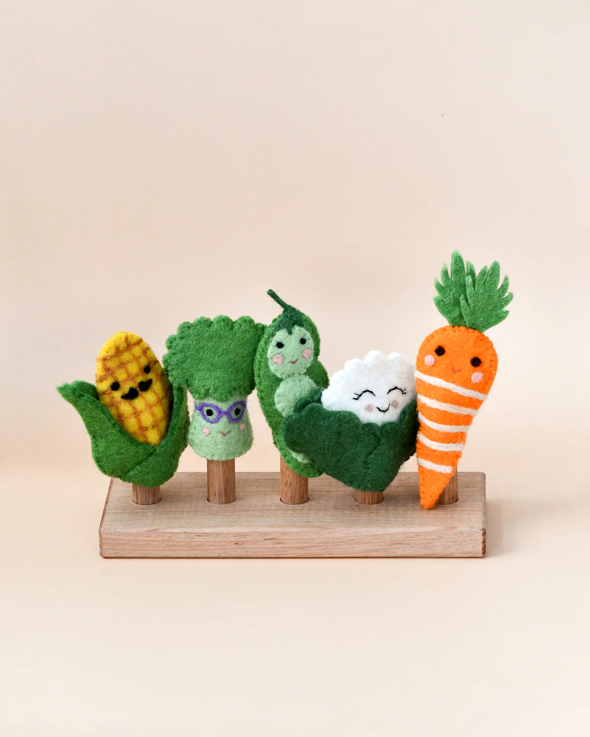 Felt Finger Puppets Set - Vegetables