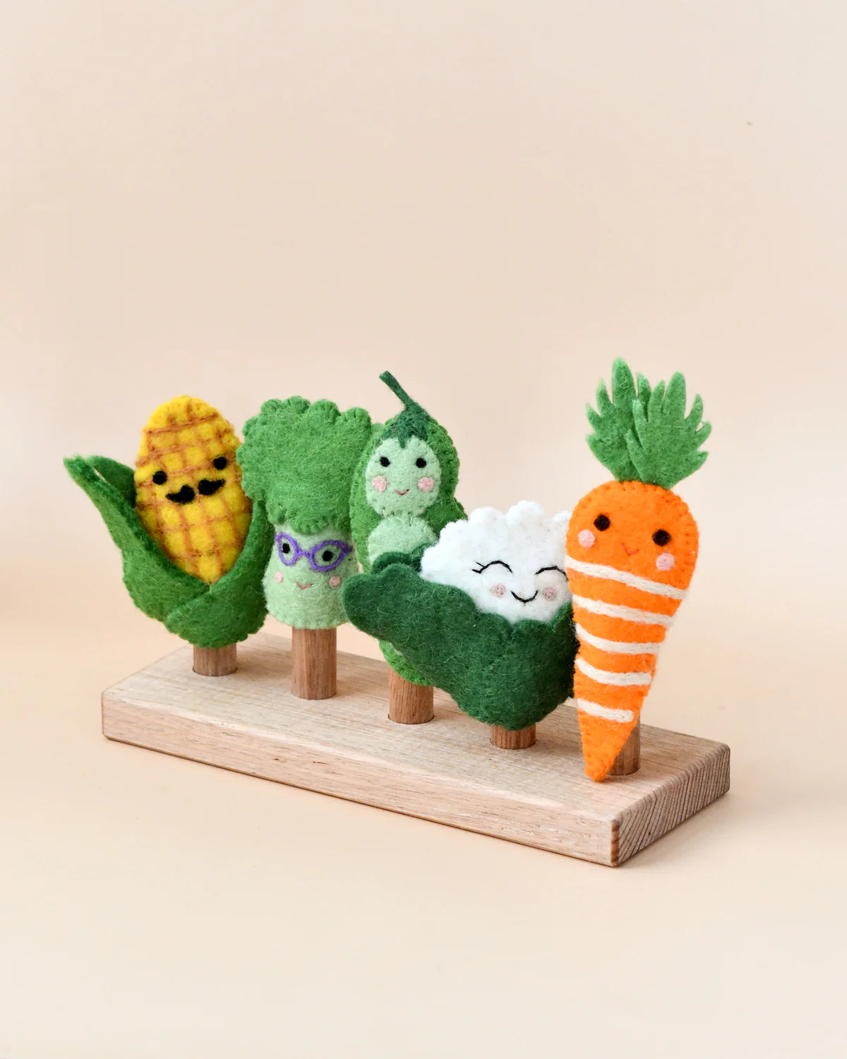 Felt Finger Puppets Set - Vegetables