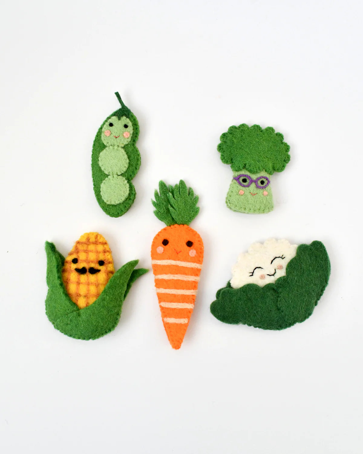 Felt Finger Puppets Set - Vegetables