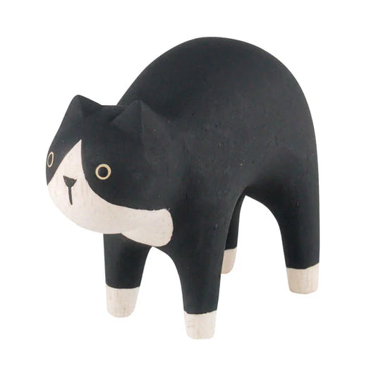 Wooden Polepole Tuxedo Cat