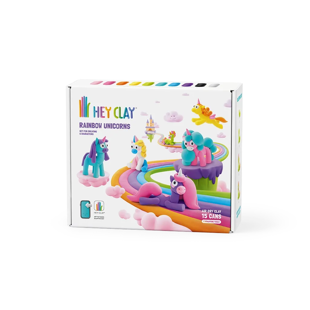 Hey Clay! Air-Dry Modelling Clay Set - Rainbow Unicorns