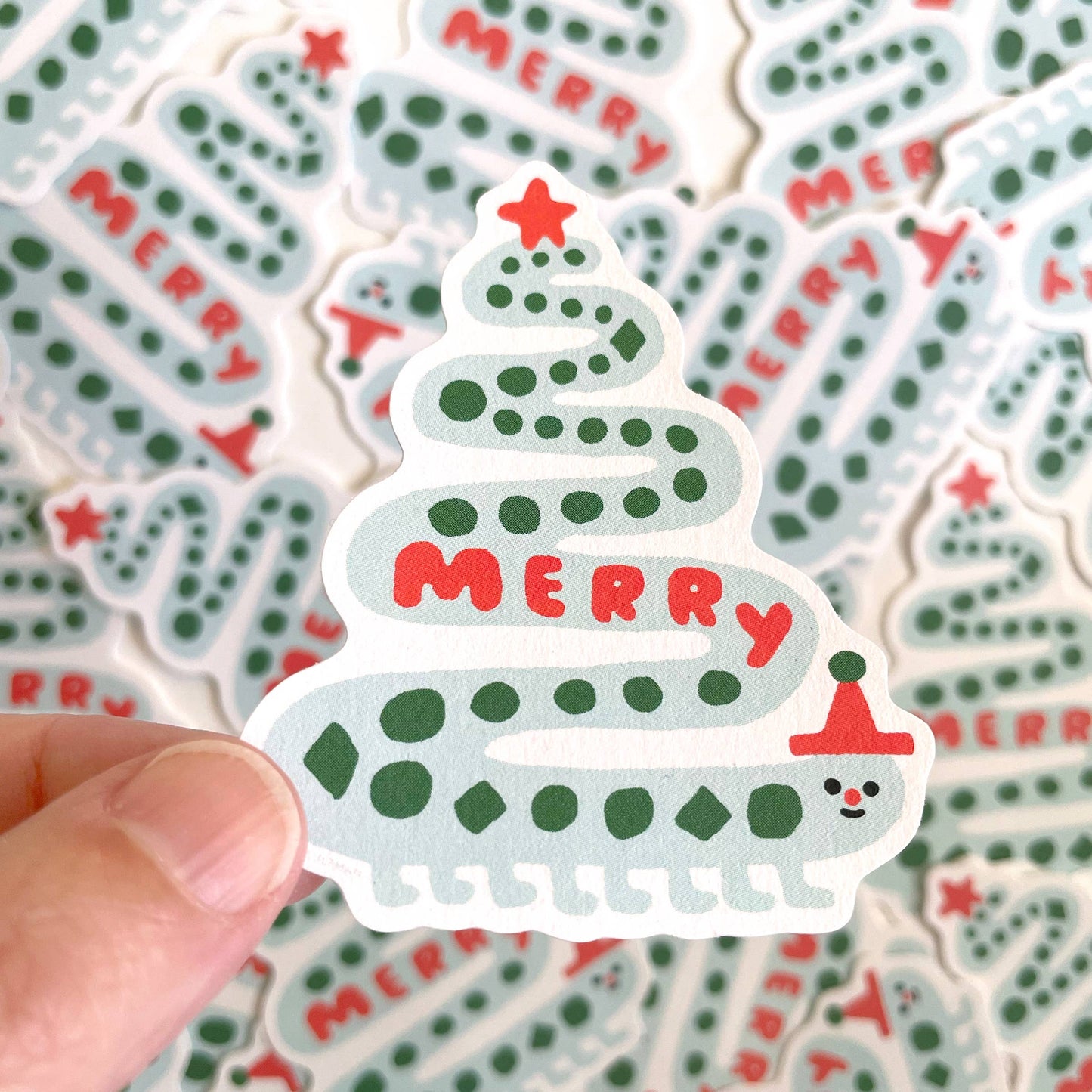 Merry Christmas Caterpillar Sticker