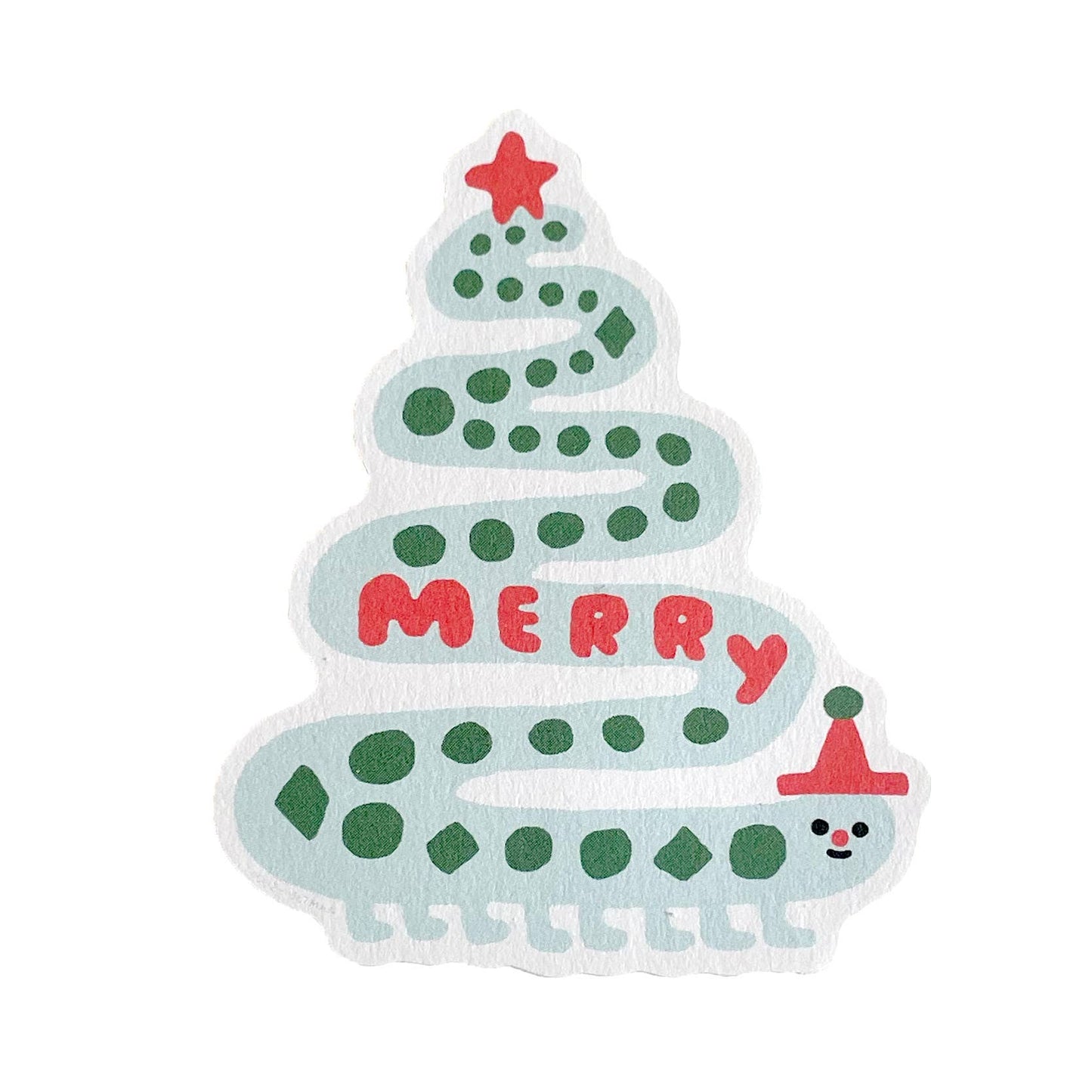 Merry Christmas Caterpillar Sticker