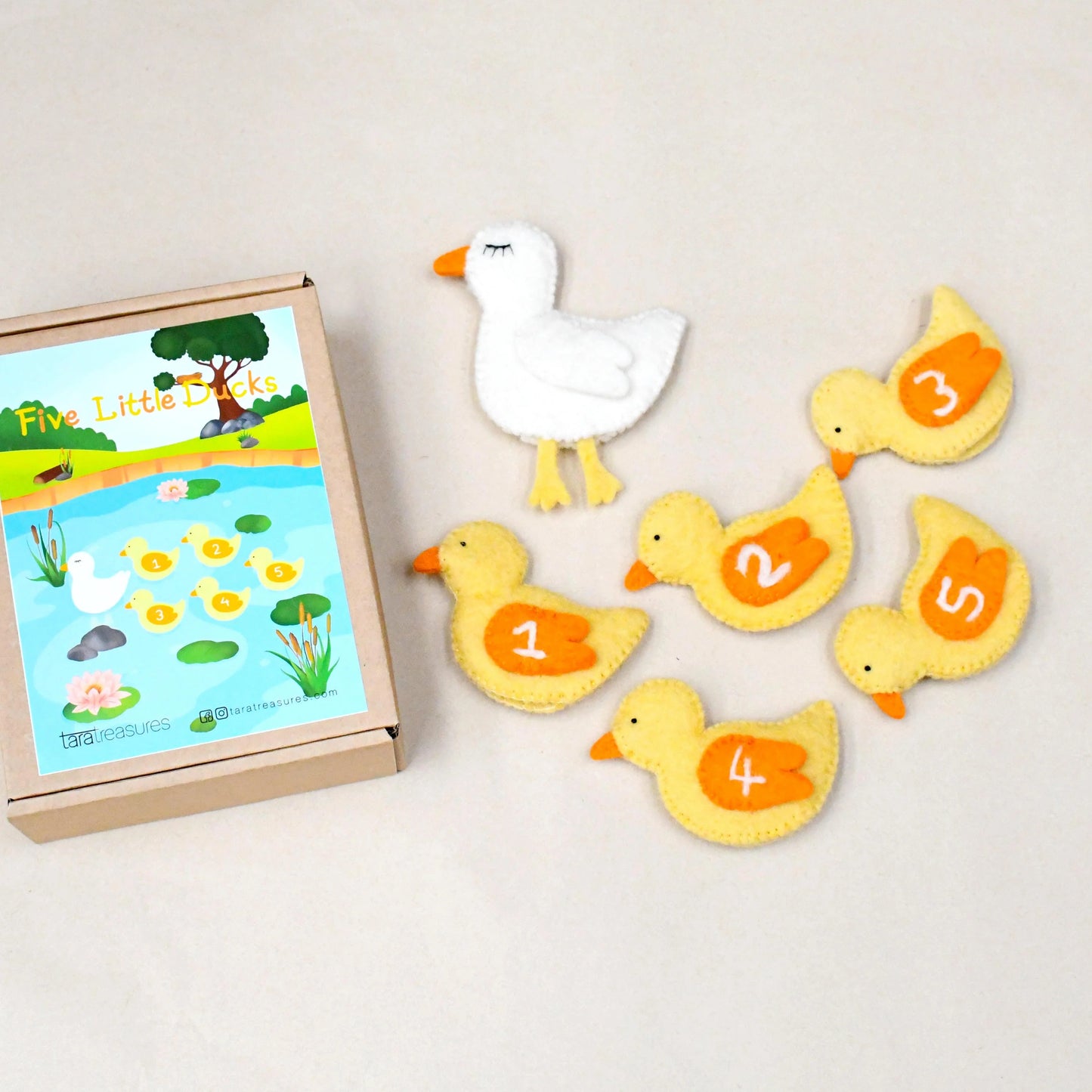 Felt Finger Puppets Set - Five Little Ducks