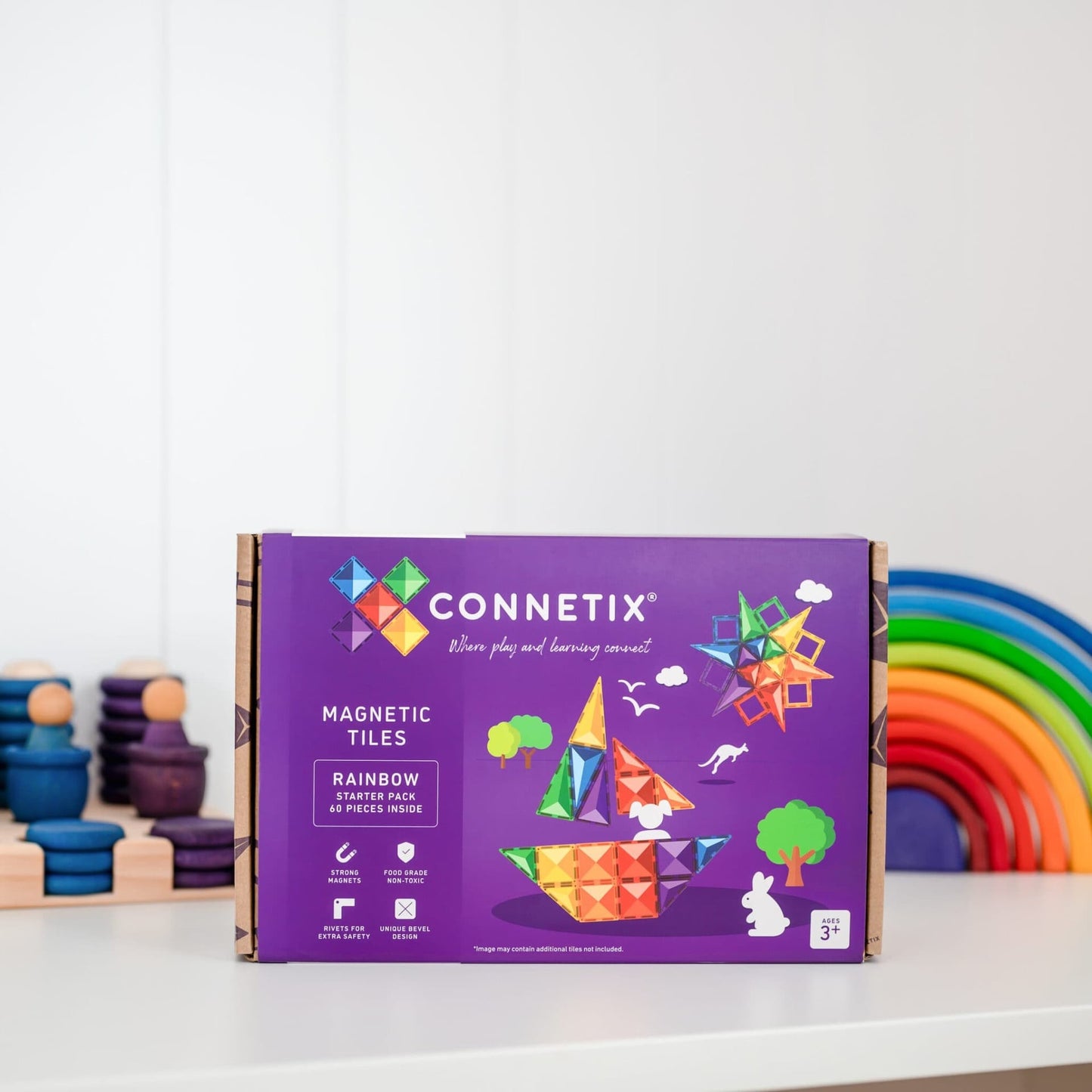 Rainbow Magnetic Tiles Starter Pack