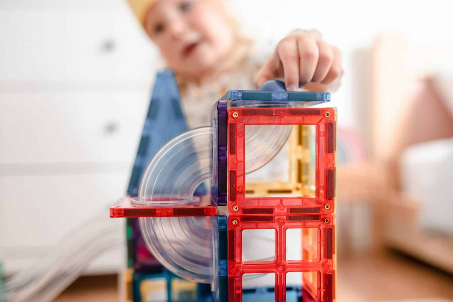 Rainbow Magnetic Tiles Ball Run Pack