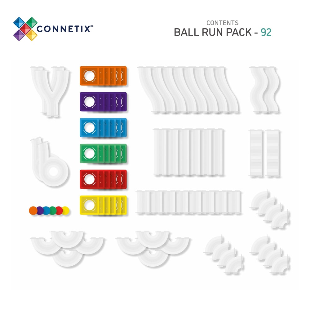 Rainbow Magnetic Tiles Ball Run Pack