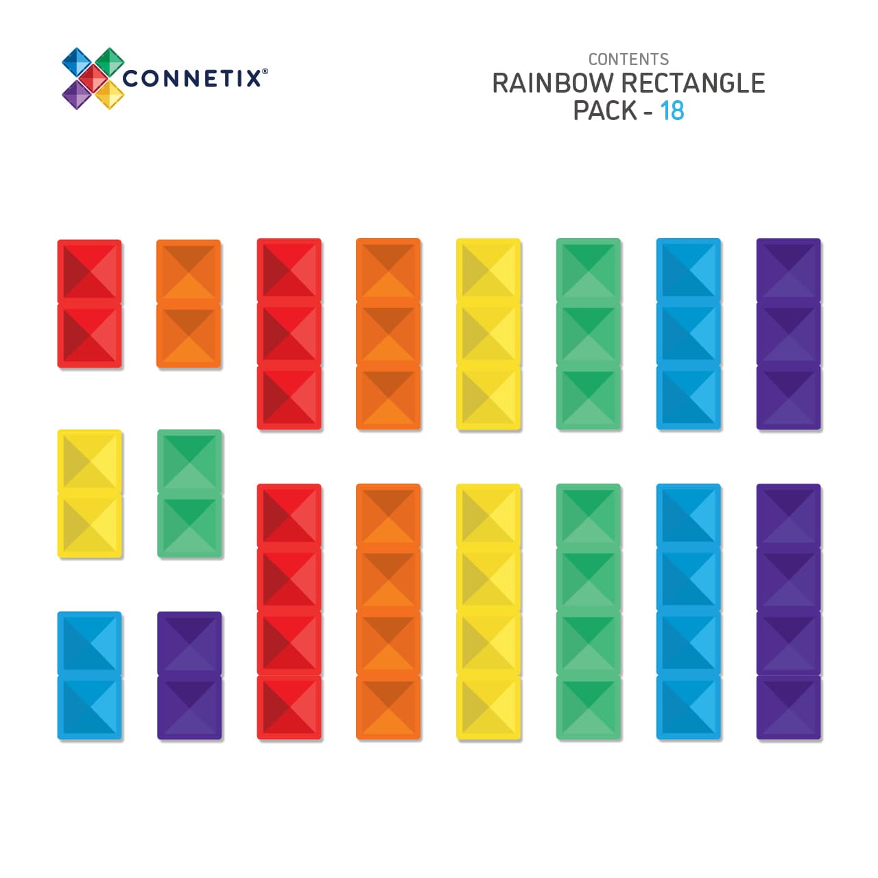 Rainbow Magnetic Tiles Rectangle Pack