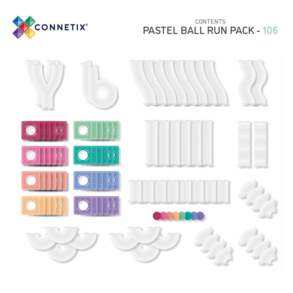 Pastel Magnetic Tiles Ball Run Pack