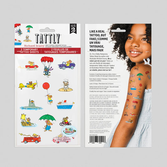 Busy World Mice Temporary Tattoo Sheet