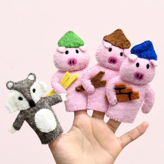 Felt Finger Puppets Set - Three Little Pigs